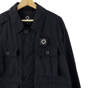 Ma.Strum Black Button Up Multi Pocket Overshirt - Medium (M) PTP 23.5"