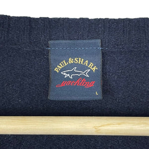 Paul and Shark Navy Crew Neck Wool Sweater - Large (L) PTP 22.5"