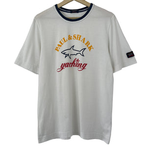 Paul and Shark White Short Sleeved Logo T-Shirt - Medium (M) PTP 20"