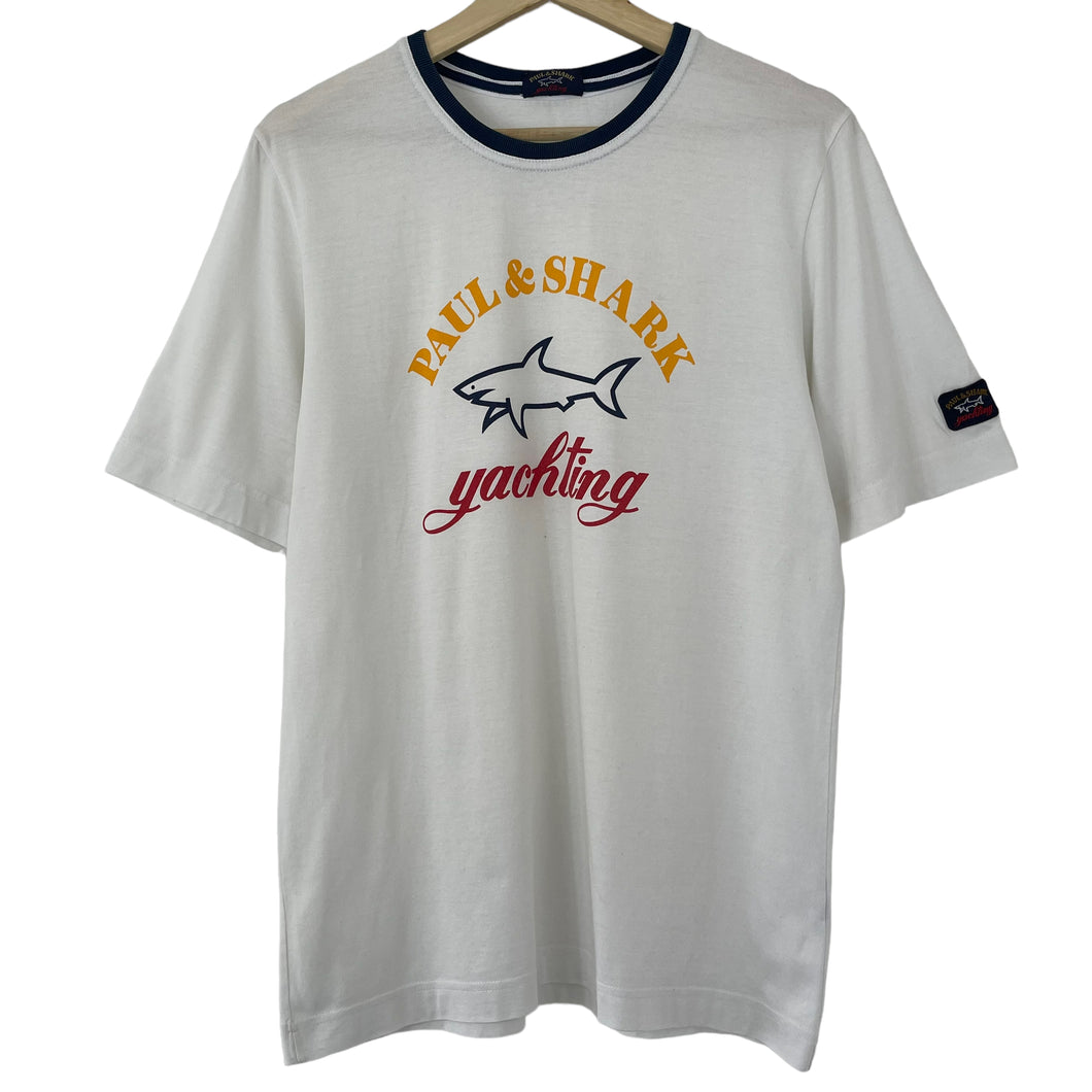 Paul and Shark White Short Sleeved Logo T-Shirt - Medium (M) PTP 20