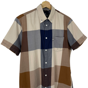 Aquascutum Block Check Short Sleeved Shirt - Medium (M) PTP 21.25"