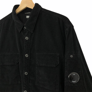 C.P Company Black Corduroy Button Up Overshirt - Extra Large (XL) PTP 25"