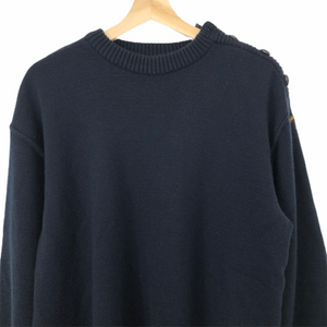 Paul and Shark Navy Bretagne 100% Wool Crew Neck Sweater - Medium (M) PTP 23"