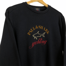 Load image into Gallery viewer, Paul and Shark Navy Embroidered Logo Crew Neck Sweater - Medium (M) PTP 20.5&quot;
