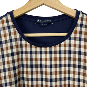 Aquascutum Navy / House Check Short Sleeved T-Shirt - Medium (M) PTP 21"