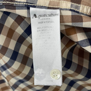 Aquascutum House Check Long Sleeved Shirt - Small (S) PTP 19"