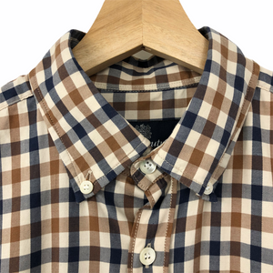 Aquascutum House Check Short Sleeved Shirt - Medium (M) PTP 20.5"