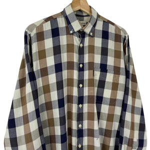 Aquascutum Block Check Long Sleeved Shirt - Medium (M) PTP 23"