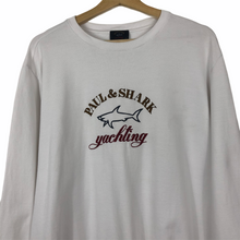 Load image into Gallery viewer, Paul and Shark White Embroidered Logo Crew Neck Sweater - Extra Large (XL) PTP 23&quot;
