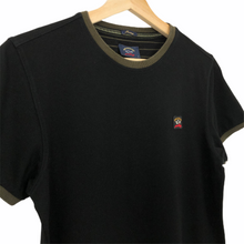 Load image into Gallery viewer, Paul and Shark Black / Khaki Short Sleeved Logo T-Shirt - Small (S) PTP 18&quot;
