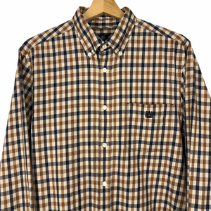 Aquascutum House Check Long Sleeved Shirt - Large (L) PTP 22"