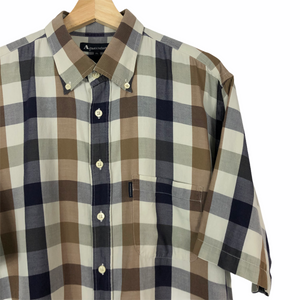 Aquascutum Block Check Short Sleeved Shirt - Extra Large (XL) PTP 23.5"