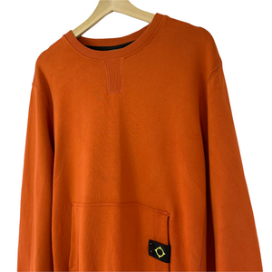 Ma.Strum Orange Crew Neck Logo Sweater - Large (L) PTP 24"