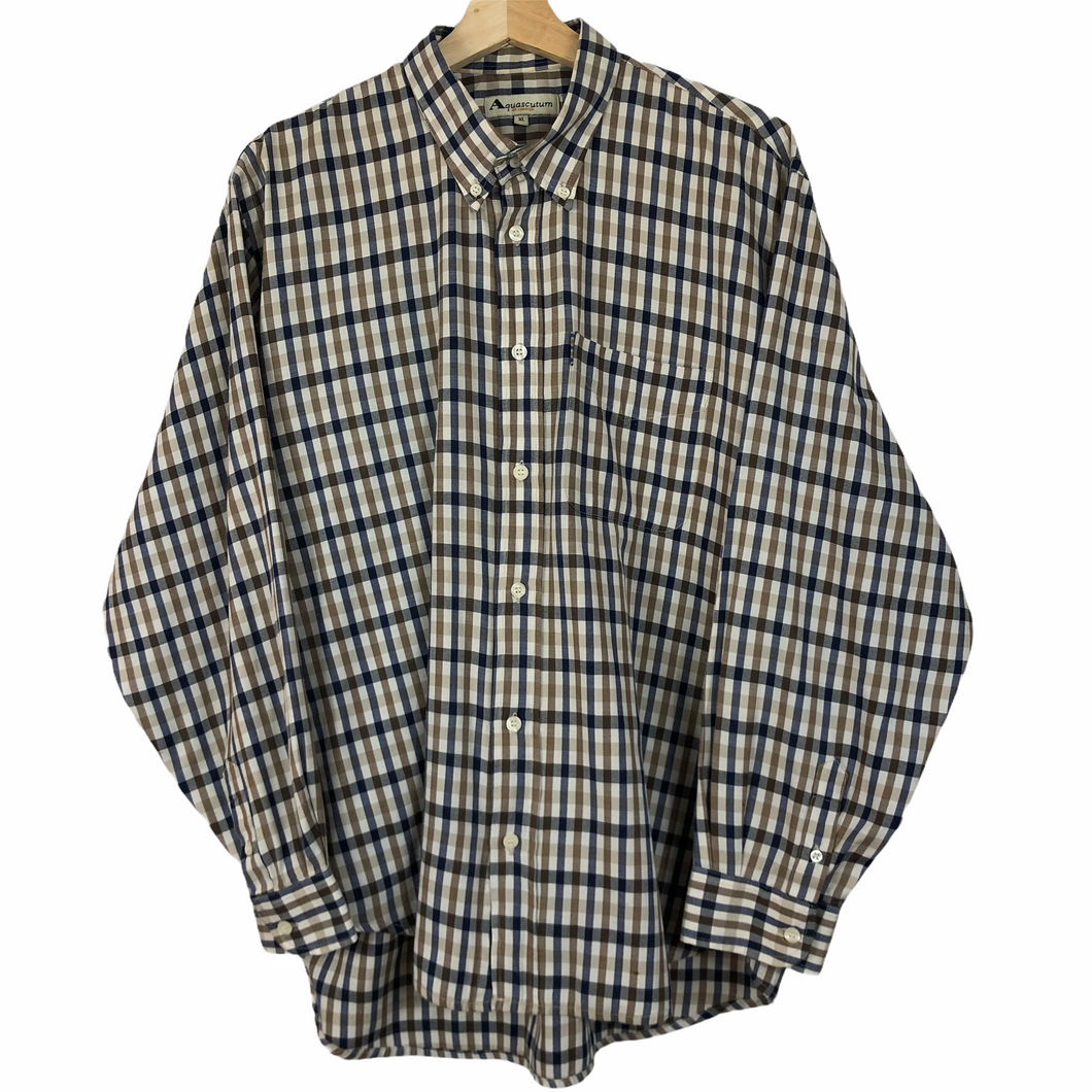 Aquascutum House Check Long Sleeved Shirt - Extra Large (XL) PTP 25