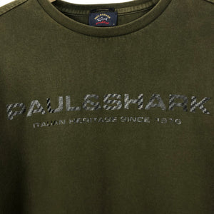 Paul and Shark Khaki Spell Out Crew Neck Sweater - Medium (M) PTP 21"