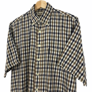 Aquascutum House Check Short Sleeved Shirt - Medium (M) PTP 23"