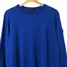 Load image into Gallery viewer, Paul and Shark Blue 100% Wool Crew Neck Logo Sweater - Large (L) PTP 22.5&quot;
