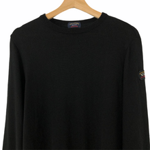 Load image into Gallery viewer, Paul and Shark Black 100% Wool Crew Neck Sweater - Large (L) PTP 20&quot;
