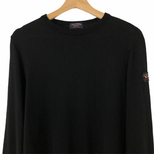 Paul and Shark Black 100% Wool Crew Neck Sweater - Large (L) PTP 20"