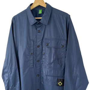 Ma.Strum Navy Blue Button Up Multi Pocket Overshirt - Extra Large (XL) PTP 24.75"