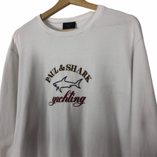 Load image into Gallery viewer, Paul and Shark White Embroidered Logo Crew Neck Sweater - Extra Large (XL) PTP 23&quot;
