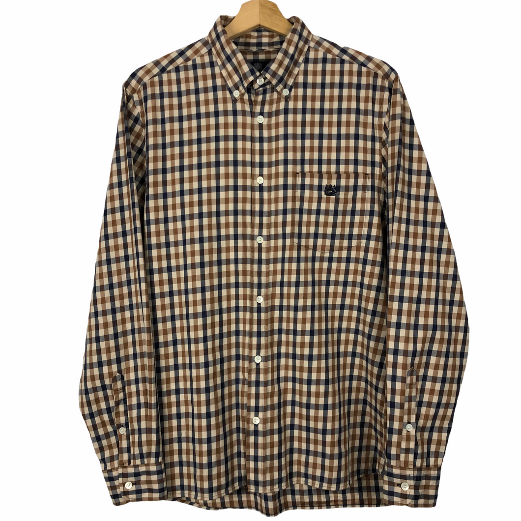 Aquascutum House Check Long Sleeved Shirt - Large (L) PTP 22