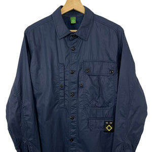 Ma.Strum Navy Blue Button Up Multi Pocket Overshirt - Medium (M) PTP 21.5"