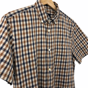 Aquascutum House Check Short Sleeved Shirt - Medium (M) PTP 20.75"