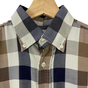 Aquascutum Block Check Short Sleeved Shirt - Small (S) PTP 22"