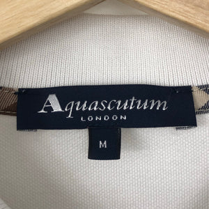 Aquascutum White Short Sleeved Logo Polo - Medium (M) PTP 20"