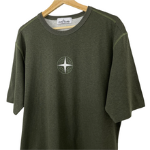 Load image into Gallery viewer, Stone Island Olive Short Sleeved Logo T-Shirt - Large (L) PTP 22.5&quot;
