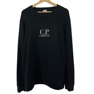 C.P Company Black Crew Neck Logo Sweater - Extra Large (XL) PTP 22"