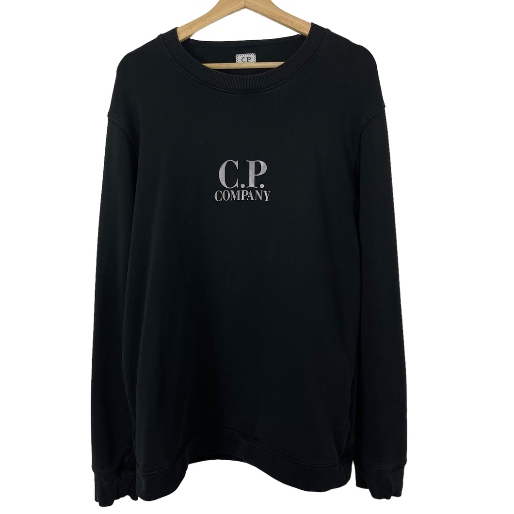 C.P Company Black Crew Neck Logo Sweater - Extra Large (XL) PTP 22