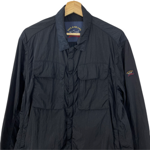Paul and Shark Navy Econyl Nylon Metal Overshirt - Large (L) PTP 24"