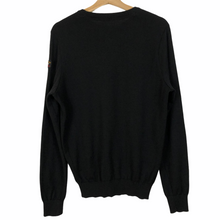 Load image into Gallery viewer, Paul and Shark Black 100% Wool Crew Neck Logo Sweater - Large (L) PTP 20.75&quot;
