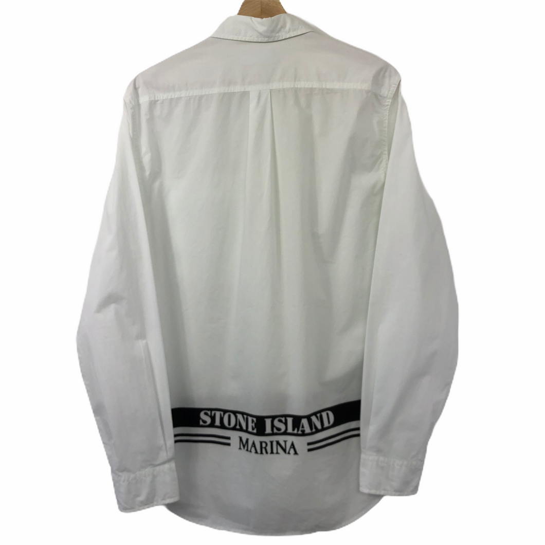 Stone Island Marina White Button Up Overshirt - Medium (M) PTP 21