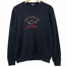 Load image into Gallery viewer, Paul and Shark Navy Embroidered Logo Crew Neck Sweater - Medium (M) PTP 21&quot;
