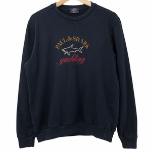 Paul and Shark Navy Embroidered Logo Crew Neck Sweater - Medium (M) PTP 21"