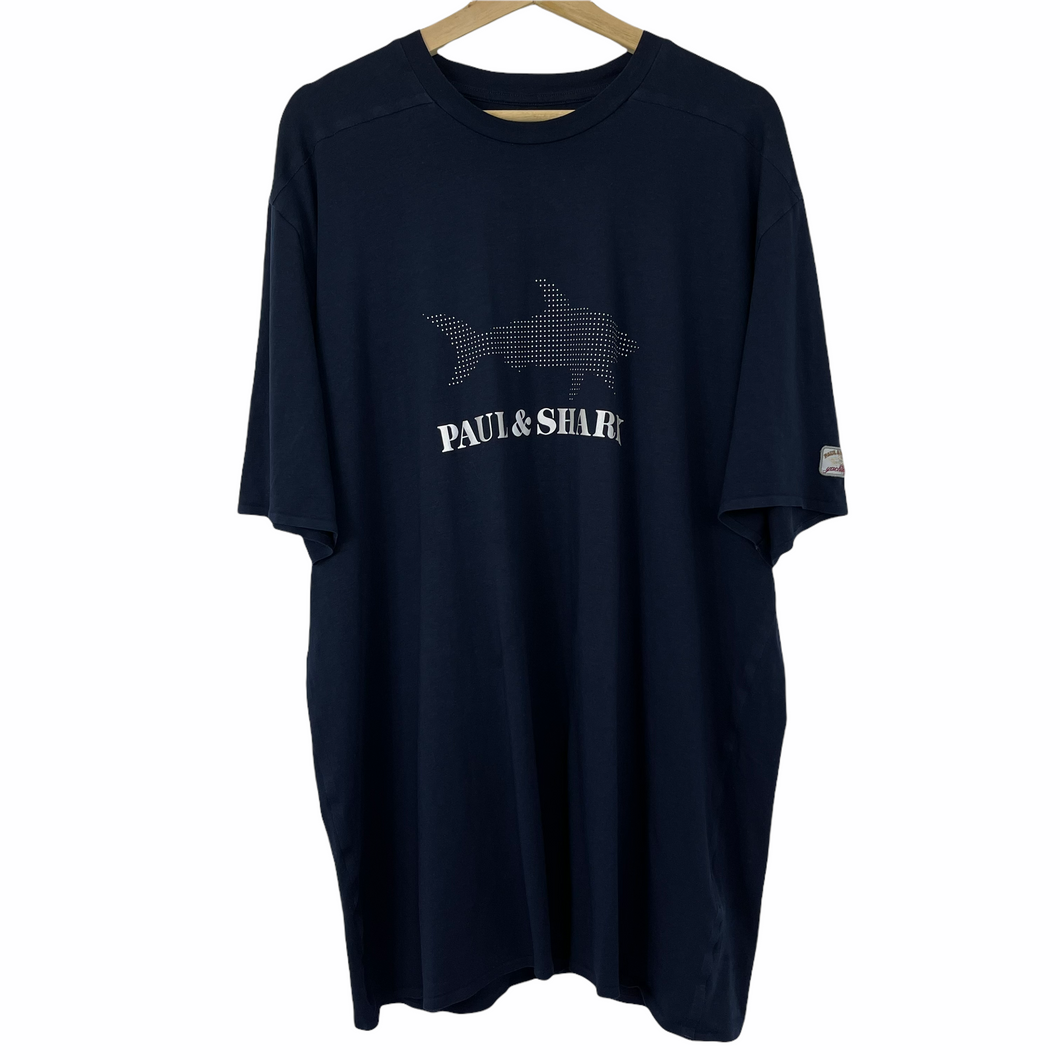 Paul and Shark Navy Short Sleeved Logo T-Shirt - Double Extra Large (XXL) PTP 25