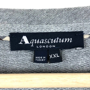 Aquascutum Grey Crew Neck Logo Sweater - Double Extra Large (XXL) PTP 24.25"