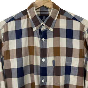 Aquascutum Block Check Long Sleeved Shirt - Medium (M) PTP 20.5"