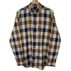 Aquascutum Block Check Long Sleeved Shirt - Medium (M) PTP 20.5"