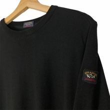 Load image into Gallery viewer, Paul and Shark Black 100% Wool Crew Neck Logo Sweater - Large (L) PTP 20.75&quot;
