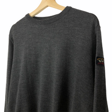 Load image into Gallery viewer, Paul and Shark Grey 100% Wool Crew Neck Logo Sweater - Medium (M) PTP 22.75&quot;
