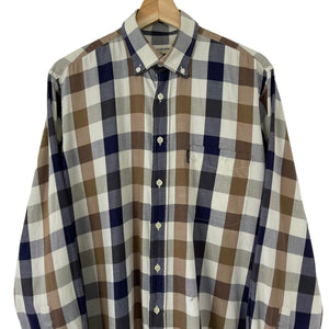 Aquascutum Block Check Long Sleeved Shirt - Medium (M) PTP 23"