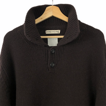 Load image into Gallery viewer, Stone Island Brown Button Up Embroidered Logo Knitted Jumper - Large (L) PTP 25.25&quot;
