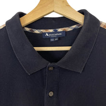 Load image into Gallery viewer, Aquascutum Navy / House Check Short Sleeved Polo - Triple Extra Large (XXXL) PTP 24&quot;
