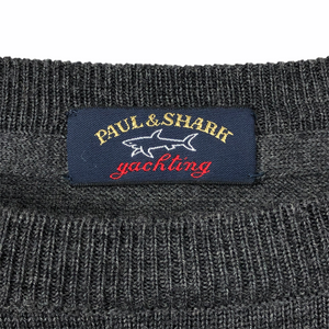 Paul and Shark Dk Grey 100% Wool Crew Neck Sweater - Medium (M) PTP 20"