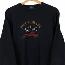 Load image into Gallery viewer, Paul and Shark Navy Embroidered Logo Crew Neck Sweater - Medium (M) PTP 20.5&quot;
