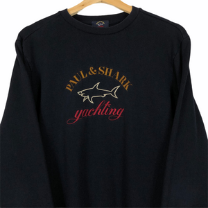 Paul and Shark Navy Embroidered Logo Crew Neck Sweater - Medium (M) PTP 20.5"